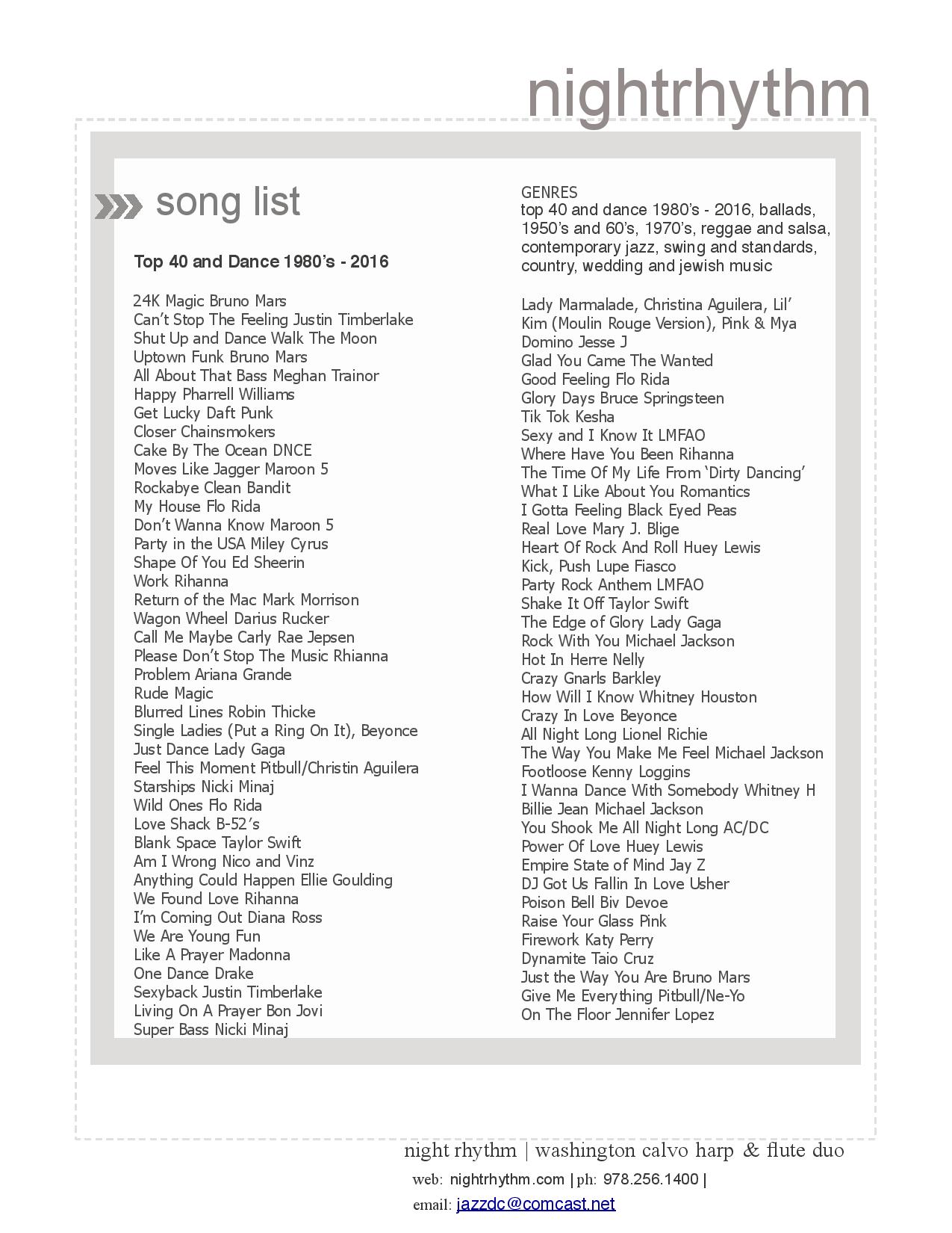 Song List Template For Wedding